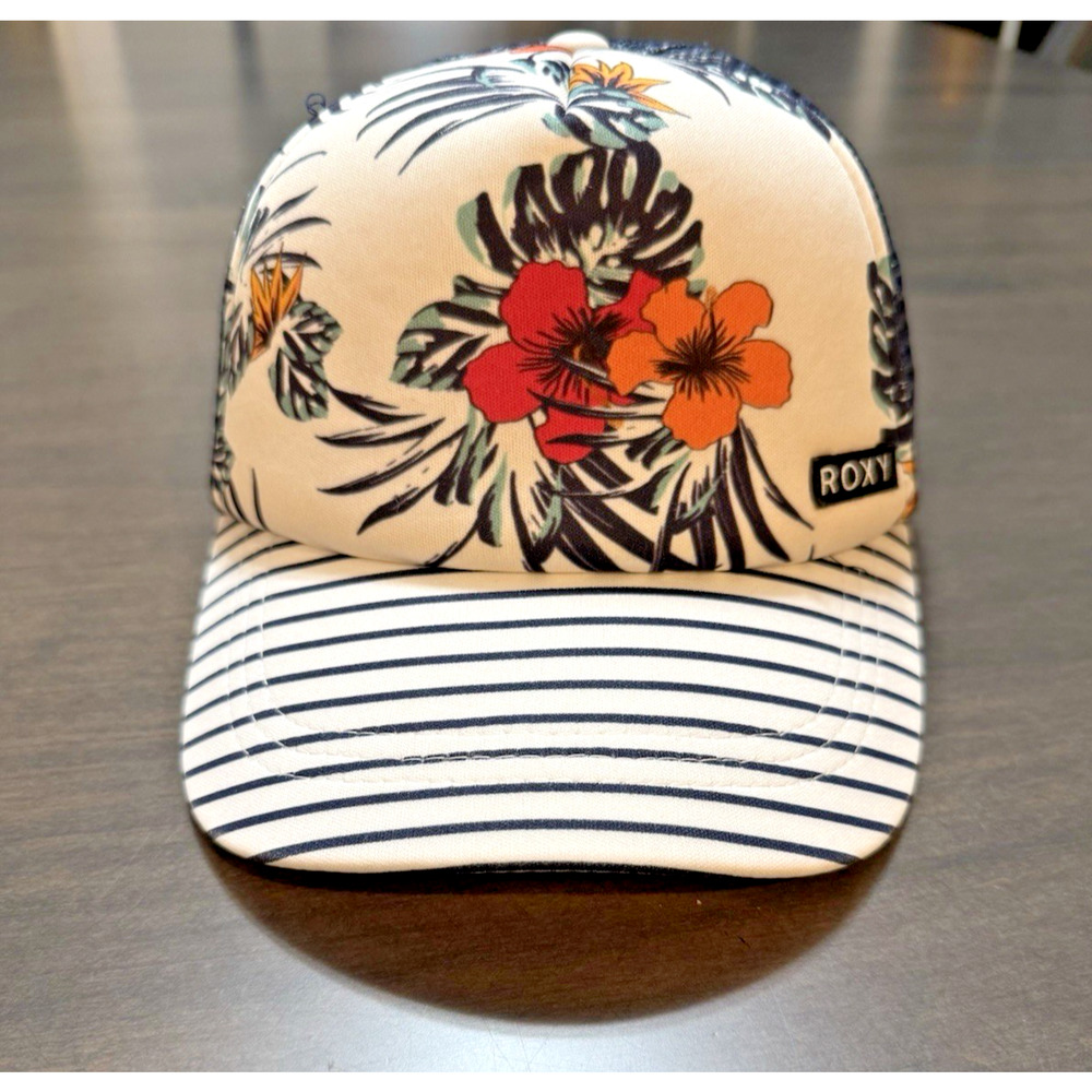 Roxy Snap Back Floral Trucker Hat Women's White Size Fits Most